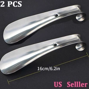 2Pcs Extra Long Handle Shoe Horn Stainless Steel Metal Shoes Remover Shoehorn US - Picture 1 of 9