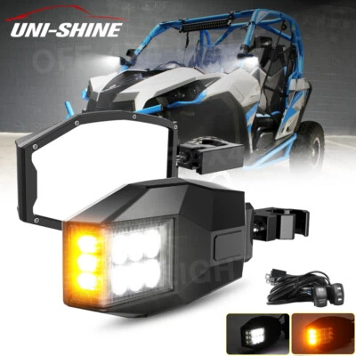 For Can-Am Maverick PAIR UTV Side Rear View Mirrors LED Turn Signal Lights - Image 1 of 4