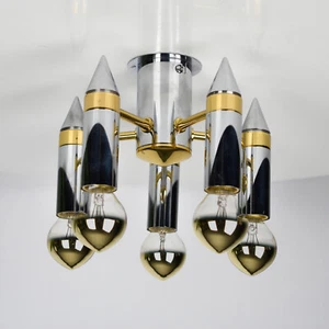 Schmitz Leuchten Flush Mount in Chrome made in Germany 70s Retro Lighting MCM - Picture 1 of 7
