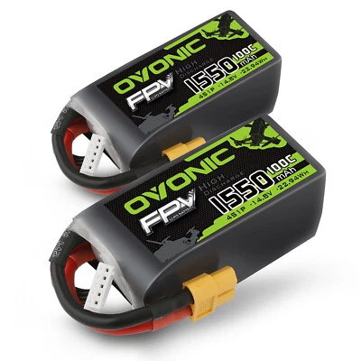 2X Ovonic 1550mAh 14.8V 100C 4S LiPo Battery XT60 Plug For RC Drone FPV Quad AU - image 1 of 4