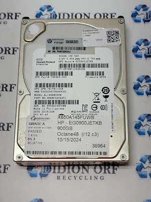 HPE 900GB 2.5" SAS HDD 10000 RPM AL14SEB090N, P/N 796365 GRADE A, SKU 12973 - Image 1 of 2