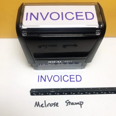 Invoiced Rubber Stamp Purple Ink Self Inking Ideal 4913 - Image 1 of 3