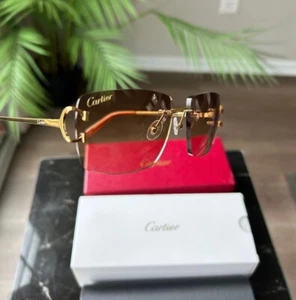 cartier sonnenbrille braun gold unisex Herren Damen - Bild 1 von 5