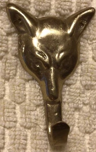 Fox Head Brass Wall Hook - Picture 1 of 4
