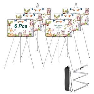 6pcs Folding Display Easel Stand 66 inch Length Adjustable Display Easel Silver - Zdjęcie 1 z 6