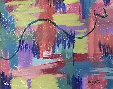 Original Abstract Painting Multiple Colors Sold by Artist Batya Deene 11"x9"