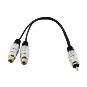 RCA Phono Male to 2 RCA Female Jack M/F Splitter Audio Video Adapter Cable 25cm - Picture 1 of 6