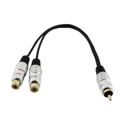 RCA Phono Male to 2 RCA Female Jack M/F Splitter Audio Video Adapter Cable 25cm - Image 1 of 4