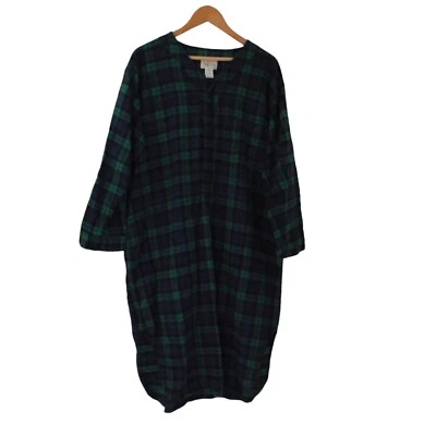 Camisa de dormir de franela a cuadros vintage para hombre azul verde hecha en EE. UU. talla grande Foto 1 de 4