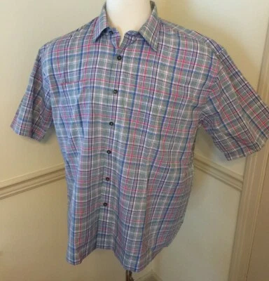 NWT Fox Fire Foxfire SHIRT XL White Green Pink Blue Plaid Short Sleeve S/S Men's - Image 1 of 4