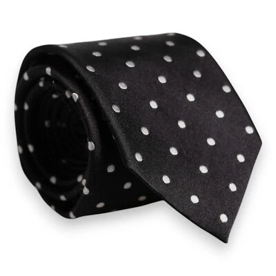 DOLCE & GABBANA Corbata Negra Lunares Seda Ajustable Corbata Accesorio 220usd Foto 1 de 4