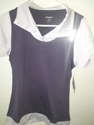 Reebok женщин XS, S, M, L Athletic футболка с воротником обучение гольф теннис фиолетовый #405 - Изображение 1 из 4