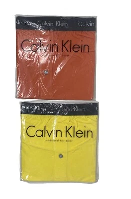Calzoncillo boxer tejido tradicional vintage Calvin Klein para hombre grande naranja amarillo años 90’s Foto 1 de 4