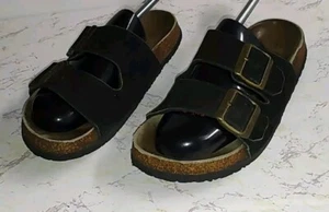 Crossroads Black Leather Slip On Open Toe Sandals Women's Sz 9 CC-10 - Picture 1 of 8
