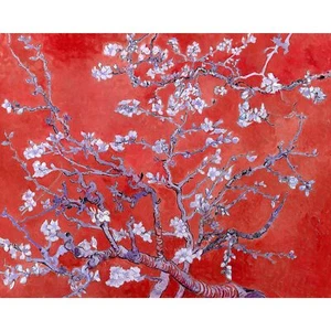 Van Gogh, Almond Blossoms in Red, 1890, 100% Cotton Art Paper, 16" x 20" - Picture 1 of 10