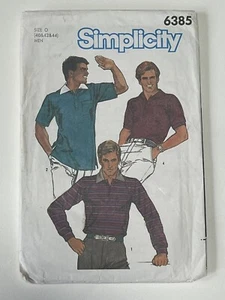 Mens Polo Shirt Vintage 80s S6385 Size 40-44 Sport Golf Rugby Uncut Pattern - Picture 1 of 2