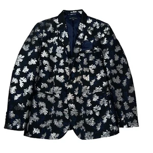 INC International Concepts Metallic Jacquard Blazer Size M Slim Fit Abtract - Picture 1 of 9