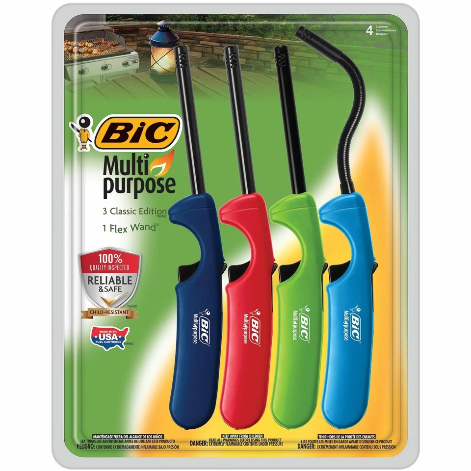 BIC Multi-purpose Classic Edition Lighter & Flex Wand Lighter, 4-Pack**FAST SHIP - Image 1 of 1