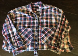 Zara Woman Premium Denim Collection Distressed kariertes Baumwollhemd Gr. S hervorragender Zustand - Bild 1 von 9