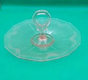 1930's PINK DEPRESSION GLASS TRAY ~ SANDWICH-TIDBIT-CANDY - Picture 1 of 8