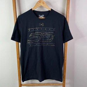 Under Armour Shirt Men Small Black Stephen Curry Loose Fit Short Sleeve HeatGear - Picture 1 of 9