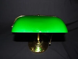 Bankers Desk Lamp with Glass Green Shade - Picture 1 of 8