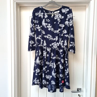 Superdry Vestido Para Mujer Talla Pequeña Azul Floral Fit & Flare Mangas 3/4 Foto 1 de 4