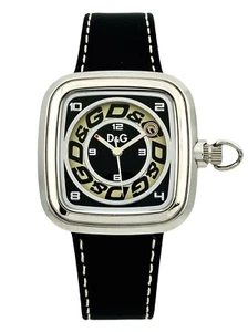 D&G Dolce & Gabbana DW0183 Cherokee Black Leather White Stitches Strap Watch - Picture 1 of 22