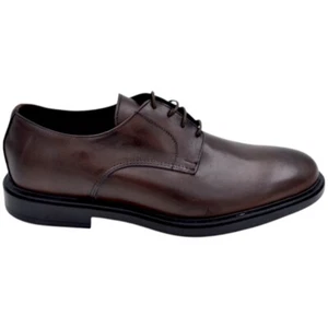 Scarpa stringata uomo liscia marrone in vera pelle abrasiva fondo sottile gomma  - Foto 1 di 3