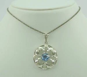 Vintage Damen Halskette 830er Silber mit Anhänger / Topas - Picture 1 of 3