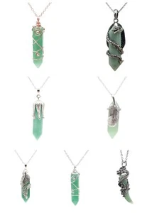 Collar colgante aventurina verde gema energética cristal curativo para mujer hombre - Imagen 1 de 15