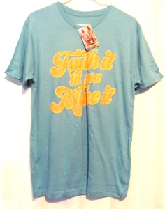 PIERCE+PINE Women's Size M Short Sleeve Blue Graphic T-Shirt - Picture 1 of 4