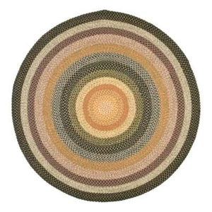 Safavieh Braided 3'-0" x 3'-0" Round Hand Woven Rug in Green / Orange - Picture 1 of 8