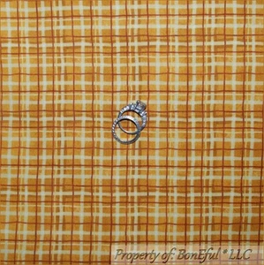 BonEful Fabric FQ Cotton Quilt Yellow Gold Metallic Plaid Check Stripe Xmas SALE - Picture 1 of 12
