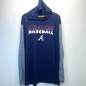 MLB Atlanta Braves Baseball Blue Long Sleeve Men Shirt Size 2XL - Picture 1 of 7