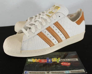 adidas Superstar 80s Sneakers White Cloud Gold Shell Toe Men's Size 13 BB2229 - Picture 1 of 12