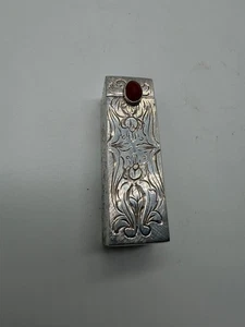 Antica custodia porta rossetti vintage in argento 800 con specchio 3 di 4 - Foto 1 di 10