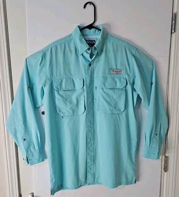 Bimini Bay NEW Mens Fishing Shirt Size Sm Blood Repel UPF 35 Solarguard Aqua LS - Image 1 of 4