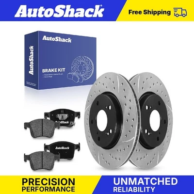 Front Drilled Slotted Brake Rotors Ceramic Pads for 2022-2024 Honda Civic - Image 1 of 4