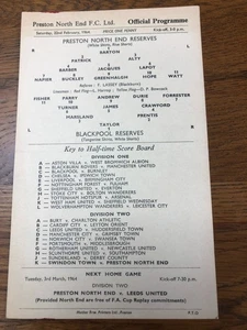 1963 - 1964 Preston North End v Blackpool RESERVES - Picture 1 of 1