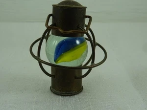Vintage Katzenauge Glas Shooter Marmor Metall Ornament 2" - Bild 1 von 13