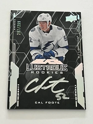 2020/21 Upper Deck Black Lustrous Rookie Cal Foote RC Auto /299 TB Lightning - Image 1 of 3