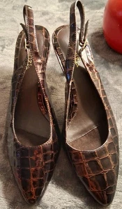 Cabrizi Sling Back Brown Pumps Size 9.5M Vintage - Picture 1 of 16