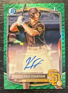 25 Bowman Chrome Kale Fountain Auto 1st Green Reptile Refractor SP 10/99 Padres - Picture 1 of 2