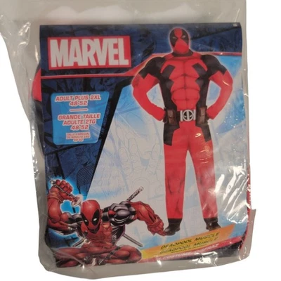 Marvel Deadpool 2XL мужской мышцы костюм боди лицо маска перчатки ремень - Изображение 1 из 4