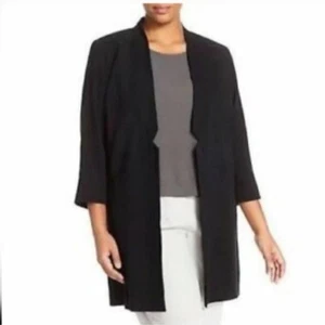 Eileen Fisher Seide Kerbkragen Long Line Blazer schwarz Damen Large - Bild 1 von 7