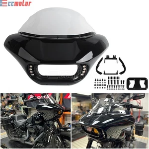 Front Fairing Windshield LED DRL Turn Signal Light For Harley Fat Bob FXFB FXFBS - Picture 1 of 11