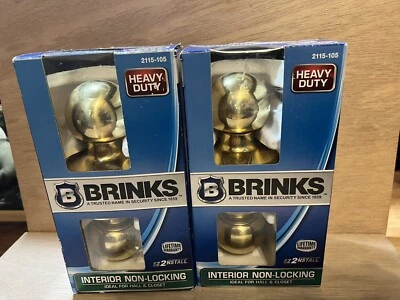 Новый и запечатанный два! Внутренние незаблокированные полированные латунные шариковые дверные ручки BRINKS - Изображение 1 из 3