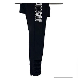 Justice leggings size 12 black strappy ankle design cute dance ballet - Picture 1 of 4