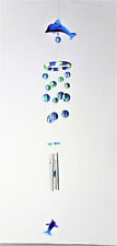 Windspiel Klangspiel Mobile Garten Deko Delfin blau Metall Kunststoff 45 cm